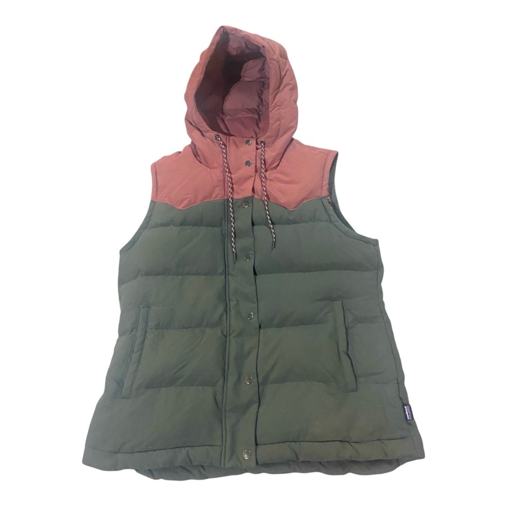 Patagonia Green and Pink Hooded Vest